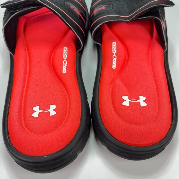 Under Armour Ignite VIII Black Red Slide Lightweight Sandals Women's Size 10 - Picture 8 of 10
